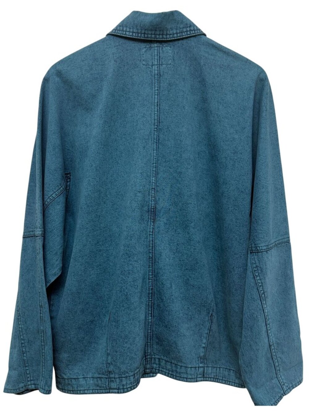 Vintage Sundance Denim Jacket Medium Teal Blue Button-Front Acid Wash 80s 90s - Picture 3 of 8
